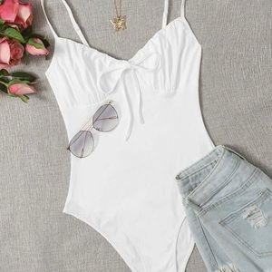 Tie Front Ruched Bust Cami Body Suit